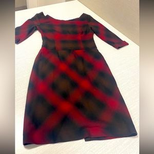 Antonio Melani red& black diamond plaid dress size 0 EUC